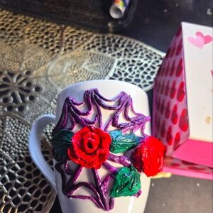 Hand Crafted Mug with Red and Purple Design